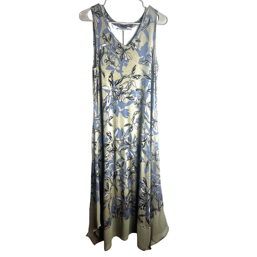 LOGO by Lori Goldstein Floral Sleeveless Handkerchief Hem‎ Maxi Dress Size Small